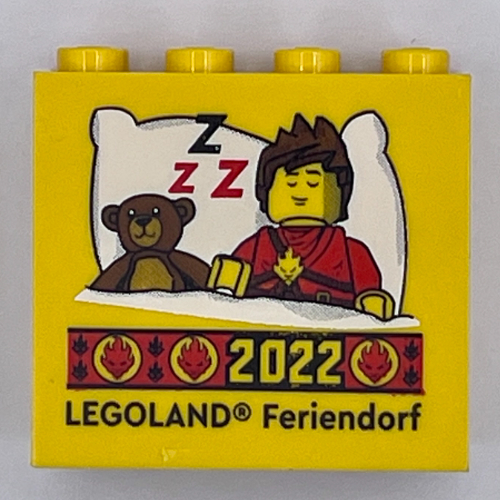 Visuel indicatif Rebrickable de Brique 2 x 4 x 3 avec motif imprimé 'LEGOLAND Feriendorf 2022' (Brick 2 x 4 x 3 with 'LEGOLAND Feriendorf 2022' Print)