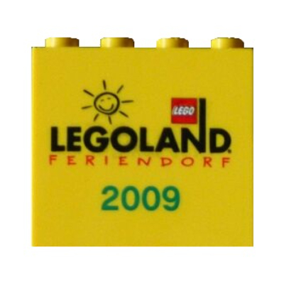 Visuel indicatif Rebrickable de Brique 2 x 4 x 3 avec motif imprimé 'LEGOLAND FERIENDORF 2009' (Brick 2 x 4 x 3 with 'LEGOLAND FERIENDORF 2009' Print)