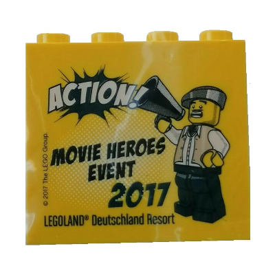 Visuel indicatif Rebrickable de Brique 2 x 4 x 3 avec motif imprimé 'LEGOLAND Deutschland Resort ACTION! MOVIE HEROES EVENT 2017' (Brick 2 x 4 x 3 with 'LEGOLAND Deutschland Resort ACTION! MOVIE HEROES EVENT 2017' Print)