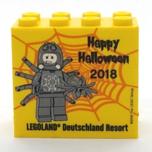 Visuel indicatif Rebrickable de Brique 2 x 4 x 3 avec motif imprimé 'LEGOLAND Deutschland Resort Happy Halloween 2018' (Brick 2 x 4 x 3 with 'LEGOLAND Deutschland Resort Happy Halloween 2018' Print)