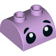 Brique courbée 2 x 2, deux dessus tenons avec 2 yeux noirs et motif imprimé sourcils (Brick Curved 2 x 2, Two Top Studs with 2 Black Eyes and Eyebrows Print)