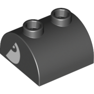 Brique courbée 2 x 2, deux dessus tenons avec Bullet Bill Face motif imprimé (Brick Curved 2 x 2, Two Top Studs with Bullet Bill Face Print)