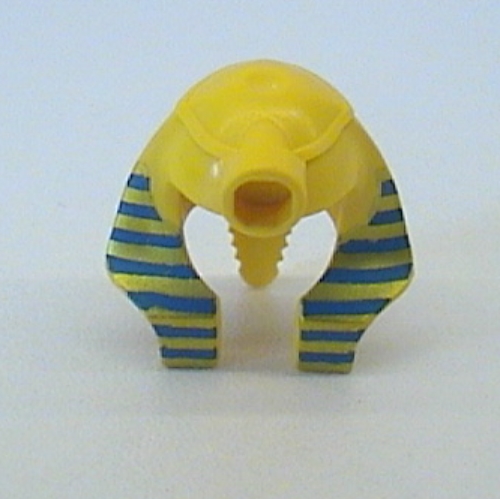 Coiffe Nemes (maman) avec tenon [Type 1] avec motif imprimé de rayures bleues et dorées (Headdress Nemes (Mummy) with Stud [Type 1] with Blue and Gold Stripes Print)