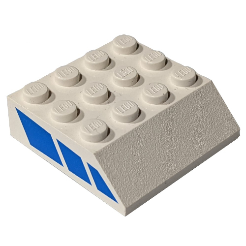 Visuel indicatif Rebrickable de Brique inclinée 45° 4 x 4 avec motif imprimé à rayures bleues (Brick Sloped 45° 4 x 4 with Blue Stripe Print)