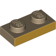 Visuel indicatif Rebrickable de Plaque 1 x 2 avec champ d'or métallique sur 2-long côté motif imprimé (Plate 1 x 2 with Metallic Gold Field on 2-long side Print)