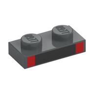 Visuel indicatif Rebrickable de Plaque 1 x 2 avec rectangle noir, motif imprimé carrés rouges (Plate 1 x 2 with Black Rectangle, Red Squares Print)