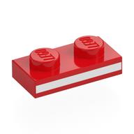 Visuel indicatif Rebrickable de Plaque 1 x 2 avec motif imprimé à rayures blanches (Plate 1 x 2 with White Stripe Print)