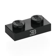 Visuel indicatif Rebrickable de Plaque 1 x 2 avec motif imprimé Argent 'EB' (Plate 1 x 2 with Silver 'EB' Print)