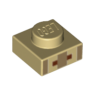 Plaque 1 x 1 avec 3 rectangles brun foncé et 2 carrés noirs motif imprimé [Minecraft villageois bouche et le nez] (Plate 1 x 1 with 3 Dark Tan Rectangles and 2 Black Squares Print [Minecraft Villager Mouth and Nose])
