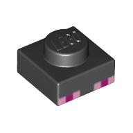 Plaque 1 x 1 avec 4 violet clair et 2 carrés violets motif imprimé (Minecraft Enderman yeux) (Plate 1 x 1 with 4 Light Purple and 2 Purple Squares Print (Minecraft Enderman eyes))