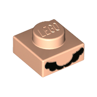 Visuel indicatif Rebrickable de Plaque 1 x 1 avec motif imprimé moustache noire (Plate 1 x 1 with Black Mustache Print)