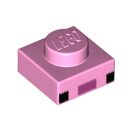 Visuel indicatif Rebrickable de Plaque 1 x 1 avec yeux noirs, rose foncé Nez imprimé (Plate 1 x 1 with Black Eyes, Dark Pink Nose Print)