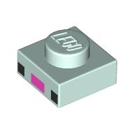 Visuel indicatif Rebrickable de Plaque 1 x 1 avec yeux noirs, motif imprimé Nez magenta (Plate 1 x 1 with Black Eyes, Magenta Nose Print)