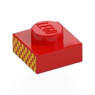 Visuel indicatif Rebrickable de Plaque 1 x 1 avec des carrés orange vif imprimé (Plate 1 x 1 with Bright Light Orange Squares Print)