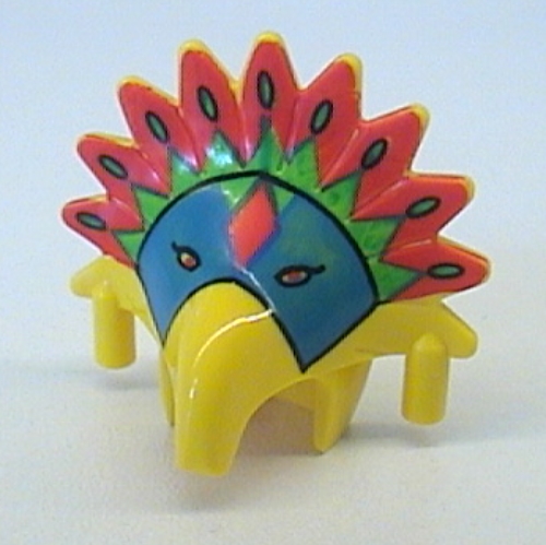 Coiffe Jungle avec motif imprimé de plumes colorées (Achu) (Headdress Jungle with Colored Feather Print (Achu))