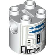 Brique ronde 2 x 2 x 2 corps de robot avec motif imprimé astromécano droïde bleu et gris (R2-D2) (Brick Round 2 x 2 x 2 Robot Body with Blue and Gray Astromech Droid Print (R2-D2))