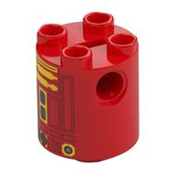 Brique ronde 2 x 2 x 2 corps de robot avec motif imprimé astromécano droïde jaune et rouge foncé (l3-g0) (Brick Round 2 x 2 x 2 Robot Body with Yellow and Dark Red Astromech Droid Print (L3-G0))