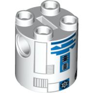 Visuel indicatif Rebrickable de Brique ronde 2 x 2 x 2 corps de robot avec motif imprimé astromécano droïde bleu et gris (R2-D2 clone wars) (Brick Round 2 x 2 x 2 Robot Body with Blue and Gray Astromech Droid Print (R2-D2 Clone Wars))