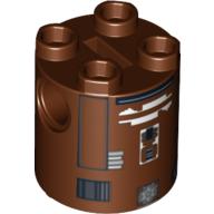 Visuel indicatif Rebrickable de Brique ronde 2 x 2 x 2 corps de robot avec motif imprimé astromécano droïde noir et blanc (r7-d4) (Brick Round 2 x 2 x 2 Robot Body with Black and White Astromech Droid Print (R7-D4))