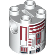 Brique ronde 2 x 2 x 2 corps de robot avec droïde astromécano rouge foncé avec motif imprimé rectangle noir massif (r4-p17) (Brick Round 2 x 2 x 2 Robot Body with Dark Red Astromech Droid with Solid Black Rectangle Print (R4-P17))