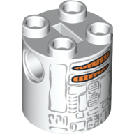 Brique ronde 2 x 2 x 2 corps de robot avec des lignes grises et Carottes astromécano droïde motif imprimé (Noël R2-D2) (Brick Round 2 x 2 x 2 Robot Body with Gray Lines and Carrots Astromech Droid Print (Christmas R2-D2))