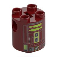Brique ronde 2 x 2 x 2 corps de robot avec motif imprimé astromécano droïde vert citron et gris (R7-A7) (Brick Round 2 x 2 x 2 Robot Body with Lime and Gray Astromech Droid Print (R7-A7))