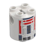 Brique ronde 2 x 2 x 2 corps de robot avec motif imprimé astromécano droïde rouge et bleu foncé (r5-d4) (Brick Round 2 x 2 x 2 Robot Body with Red and Dark Blue Astromech Droid Print (R5-D4))