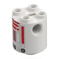 Brique ronde 2 x 2 x 2 corps de robot avec astromécano rouge, motif imprimé R3-T6 (Brick Round 2 x 2 x 2 Robot Body with Red Astromech, R3-T6 Print)