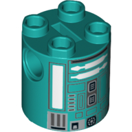 Brique ronde 2 x 2 x 2 corps de robot avec motif imprimé astromécano droïde blanc et argent (k3-r1) (Brick Round 2 x 2 x 2 Robot Body with White and Silver Astromech Droid Print (K3-R1))