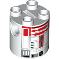 Brique ronde 2 x 2 x 2 corps de robot avec motif imprimé rouge astromécano droïde (r4-p22) (Brick Round 2 x 2 x 2 Robot Body with Red Astromech Droid Print (R4-P22))