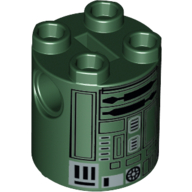 Brique ronde 2 x 2 x 2 corps de robot avec motif imprimé astromécano droïde noir et argent (festif r2-x2) (Brick Round 2 x 2 x 2 Robot Body with Black and Silver Astromech Droid Print (Festive R2-X2))