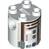 Brique ronde 2 x 2 x 2 corps de robot avec motif imprimé astromécano droïde brun foncé et orange foncé (r3-m2) (Brick Round 2 x 2 x 2 Robot Body with Dark Brown and Dark Orange Astromech Droid Print (R3-M2))