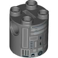 Brique ronde 2 x 2 x 2 corps de robot avec motif imprimé astromécano droïde argent (r3-s1) (Brick Round 2 x 2 x 2 Robot Body with Silver Astromech Droid Print (R3-S1))