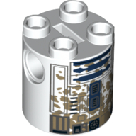 Brique ronde 2 x 2 x 2 corps de robot avec astromécano bleu et gris droïde avec des taches de boue motif imprimé (R2-D2) (Brick Round 2 x 2 x 2 Robot Body with Blue and Gray Astromech Droid with Mud Stains Print (R2-D2))