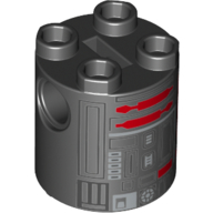 Brique ronde 2 x 2 x 2 corps de robot avec motif imprimé astromécano droïde argent et rouge foncé (u5-gg) (Brick Round 2 x 2 x 2 Robot Body with Silver and Dark Red Astromech Droid Print (U5-GG))