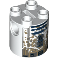 Brique ronde 2 x 2 x 2 corps de robot avec astromécano bleu et gris droïde avec des taches de boue motif imprimé (R2-D2) (Brick Round 2 x 2 x 2 Robot Body with Blue and Gray Astromech Droid with Mud Stains Print (R2-D2))