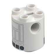 Visuel indicatif Rebrickable de Brique ronde 2 x 2 x 2 corps de robot avec motif imprimé astromécano droïde bleu et gris (R2-D2) (Brick Round 2 x 2 x 2 Robot Body with Blue and Gray Astromech Droid Print (R2-D2))