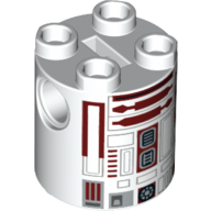 Brique ronde 2 x 2 x 2 corps de robot avec motif imprimé astromécano droïde gris et rouge foncé (r4-p17) (Brick Round 2 x 2 x 2 Robot Body with Gray and Dark Red Astromech Droid Print (R4-P17))