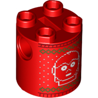 Brique ronde 2 x 2 x 2 corps de robot avec chandail de Noël, blanc C-3PO tricot motif imprimé (Brick Round 2 x 2 x 2 Robot Body with Christmas Sweater, White C-3PO Knitting Pattern Print)
