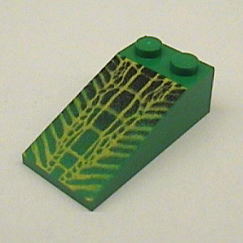 Visuel indicatif Rebrickable de Brique inclinée 18° 4 x 2 avec motif imprimé peau de gator jaune (Brick Sloped 18° 4 x 2 with Yellow Gator Skin Print)