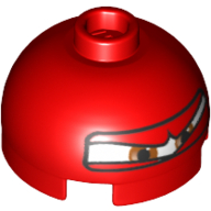 Brique ronde 2 x 2 dessus de dôme, tenon creux bouché, porte-essieu inférieur avec yeux plissés et motif imprimé casque f1 (francesco) (Brick Round 2 x 2 Dome Top, Blocked Open Stud, Bottom Axle Holder with Squinting Eyes and F1 Helmet Print (Francesco))