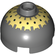 Brique ronde Haut de dôme 2 x 2 avec des taches noires sur motif imprimé jaune (Buzz droïde) (Brick Round 2 x 2 Dome Top with Black Spots on Yellow Print (Buzz Droid))