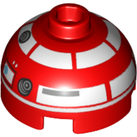 Brique ronde 2 x 2 dessus de dôme avec motif imprimé astromécano droïde blanc (r3-t2) (Brick Round 2 x 2 Dome Top with White Astromech Droid Print (R3-T2))