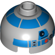 Brique ronde Haut de dôme 2 x 2 avec motif imprimé bleu (R2-D2) (Brick Round 2 x 2 Dome Top with Blue Print (R2-D2))