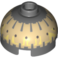 Brique ronde 2 x 2 dessus de dôme avec des taches noires sur le motif imprimé beige (buzz droïde) (Brick Round 2 x 2 Dome Top with Black Spots on Tan Print (Buzz Droid))