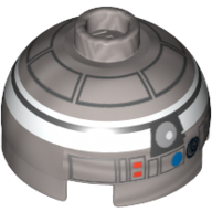 Brique ronde Haut de dôme 2 x 2 avec motif imprimé blanc et noir (R2-Q2) (Brick Round 2 x 2 Dome Top with White and Black Print (R2-Q2))