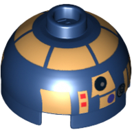Brique ronde 2 x 2 dessus de dôme avec motif imprimé droïde astromécano or métallique (r8-b7) (Brick Round 2 x 2 Dome Top with Metallic Gold Astromech Droid Print (R8-B7))