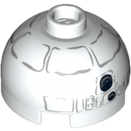 Brique ronde 2 x 2 dessus de dôme avec des lignes grises et des pièces de charbon motif imprimé (snowman R2-D2) (Brick Round 2 x 2 Dome Top with Gray Lines and Coal Pieces Print (Snowman R2-D2))