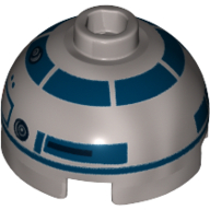 Brique ronde 2 x 2 dessus de dôme avec des points rouges, motif imprimé bleu foncé (R2-D2) (Brick Round 2 x 2 Dome Top with Red Dots, Dark Blue Print (R2-D2))