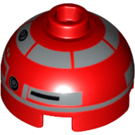 Brique ronde 2 x 2 dessus de dôme avec motif imprimé astromécano droïde argent (r4-p22) (Brick Round 2 x 2 Dome Top with Silver Astromech Droid Print (R4-P22))